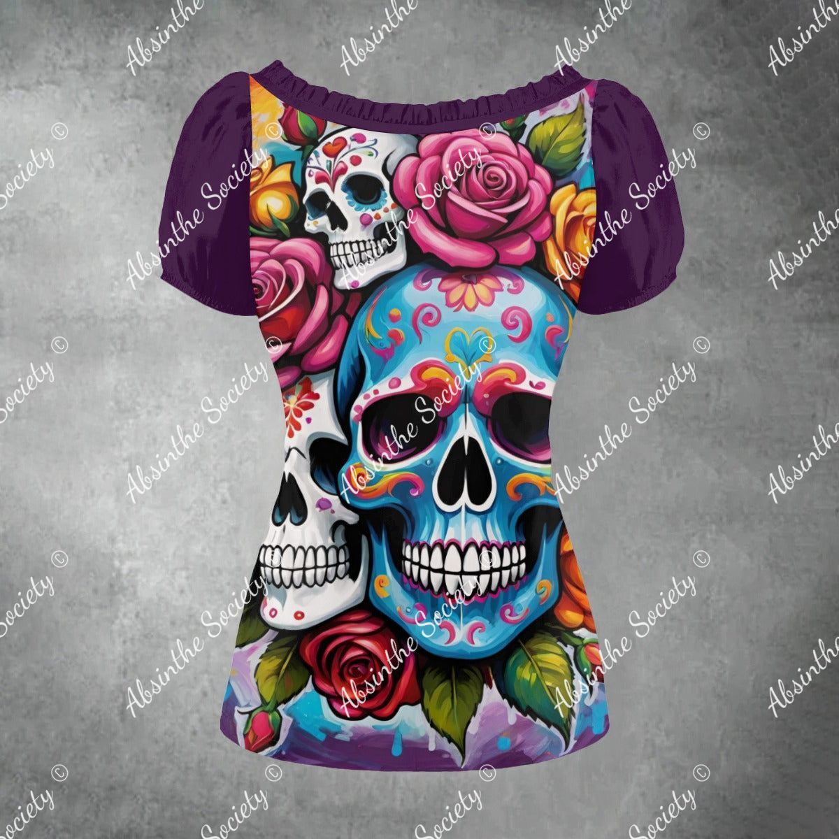 Lush Skull Garden - Puff Sleeve Shirt