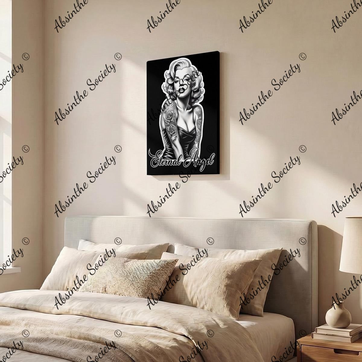 Eternal Angel | Marilyn Monroe Framed Canvas Wall Art | Dark Glamour Chicana Décor