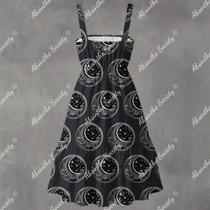 Moon Over My Hemmy Ruffle Hem Dress - Gothic Celestial Playful