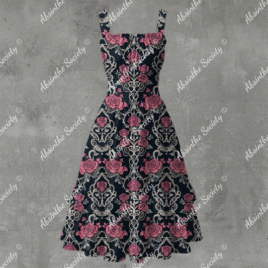 Palo De Rosa Ruffle Hem Dress - Gothic Rosewood Elegant White