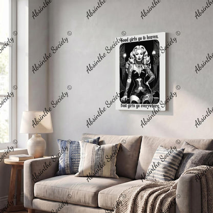 Good Girl Bad Girl | Mae West Framed Canvas Wall Art | Dark Wit Chicana Décor