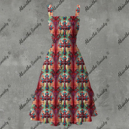 Religious Fervor Ruffle Hem Dress - Gothic Devotional Elegant White