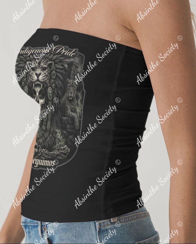 Indigenous Pride | Double-Layer Strapless Top | Dark Chicana Streetwear