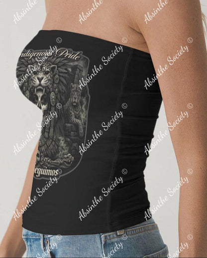 Indigenous Pride | Double-Layer Strapless Top | Dark Chicana Streetwear