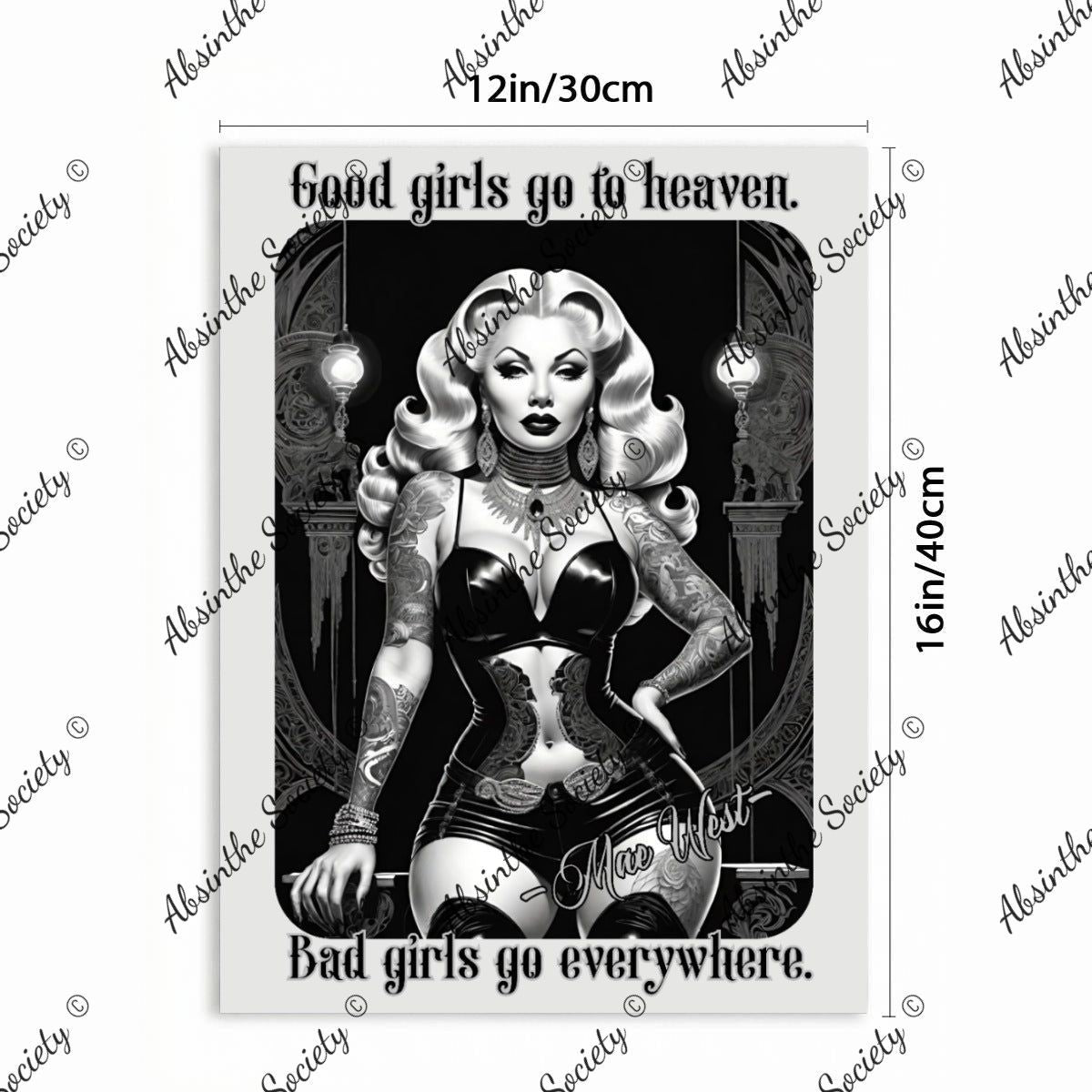Good Girl Bad Girl | Mae West Framed Canvas Wall Art | Dark Wit Chicana Décor