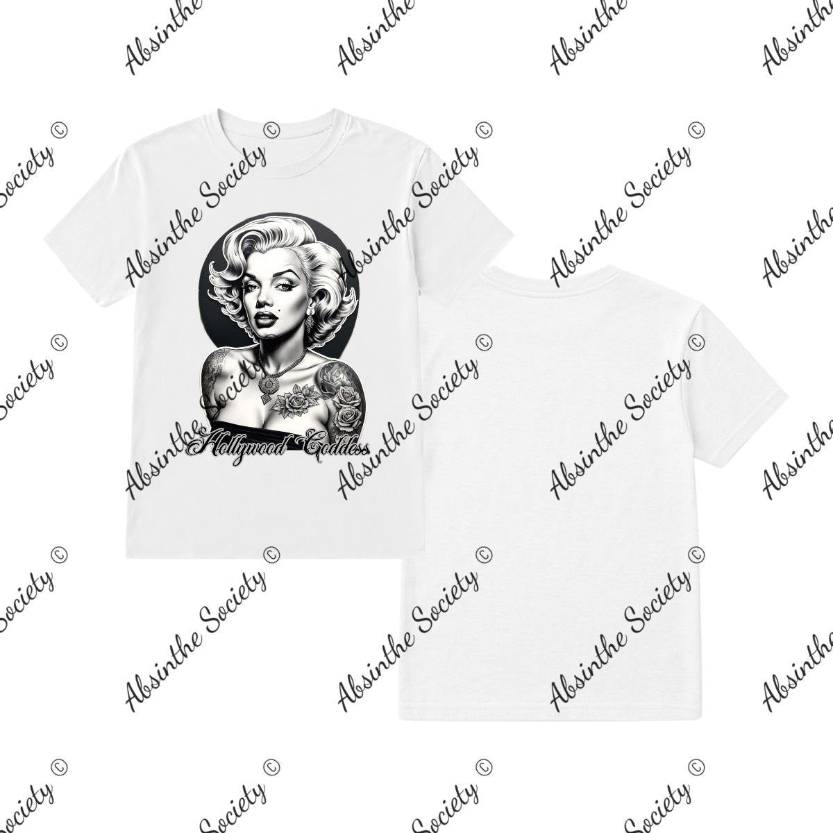 Marilyn Hollywood Goddess- T-Shirt Printed in USA White