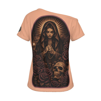 Ruega Por Nosotros | Off-Shoulder T-Shirt | Dark Chicana Gothic Streetwear