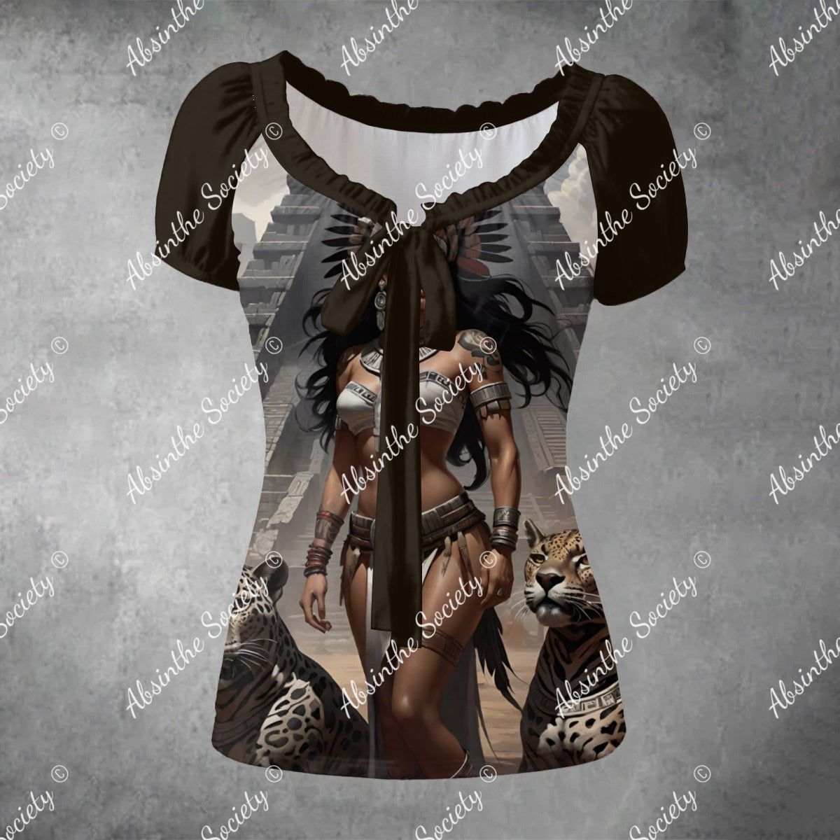 Jaguar Queen - Mexico Pride - Puff Sleeve Shirt White