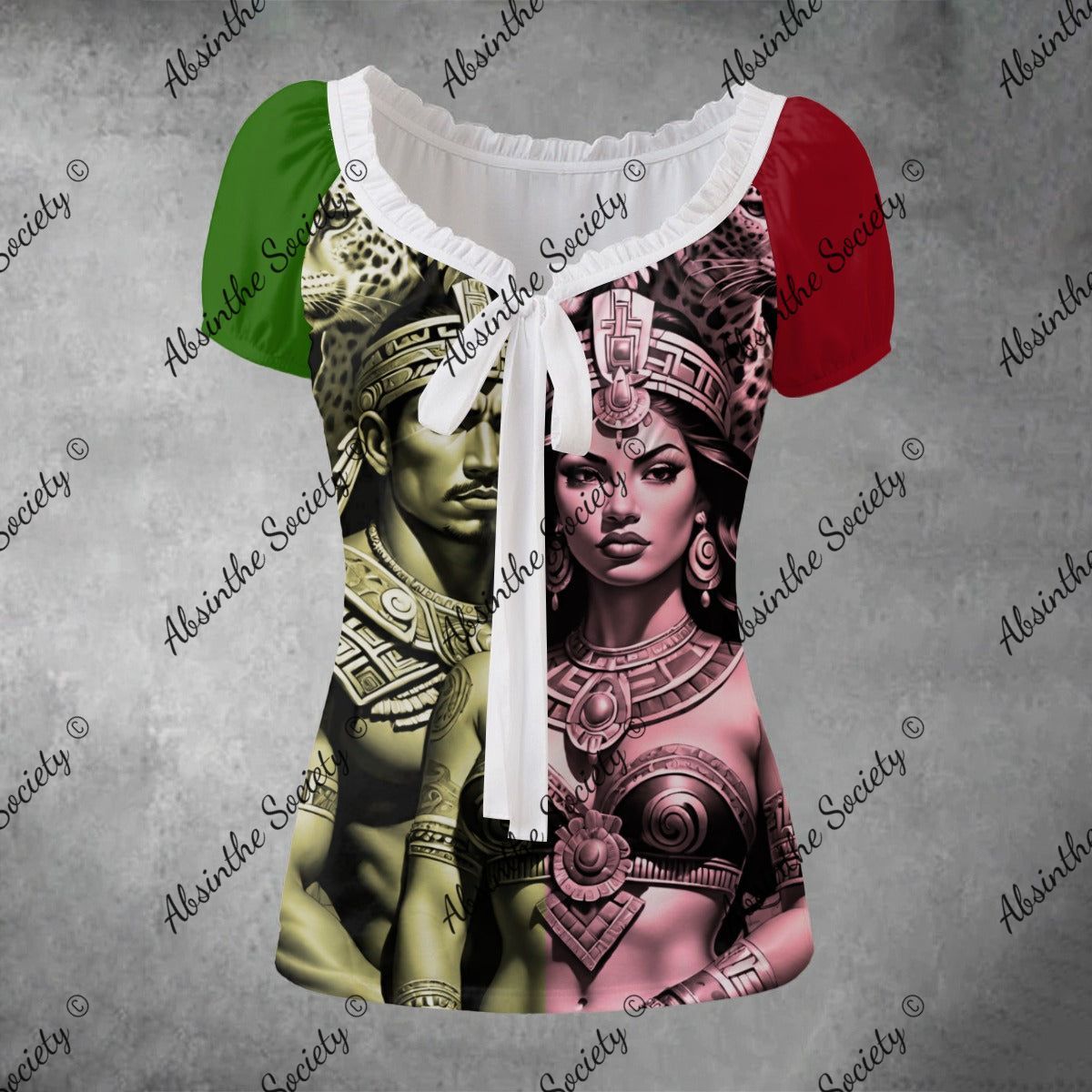 Bandera Cultura - Mexico Pride - Puff Sleeve Shirt White