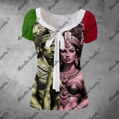 Bandera Cultura - Mexico Pride - Puff Sleeve Shirt White