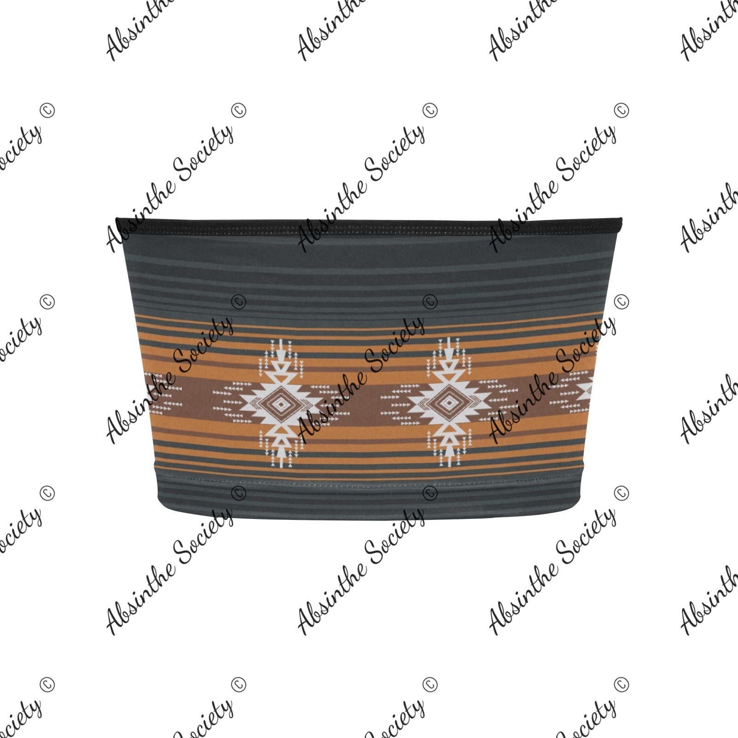 La Llama | All-Over Print Tie Bandeau Top | Dark Chicana Gothic Streetwear