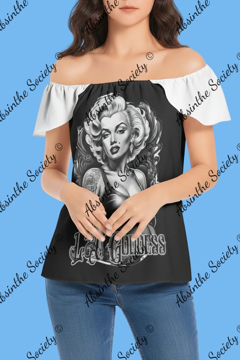 L.A. Goddess- White Sleeve Women's Off The Shoulder Top