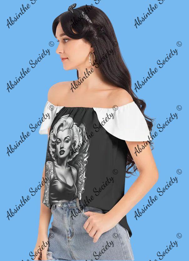 L.A. Goddess- White Sleeve Women's Off The Shoulder Top