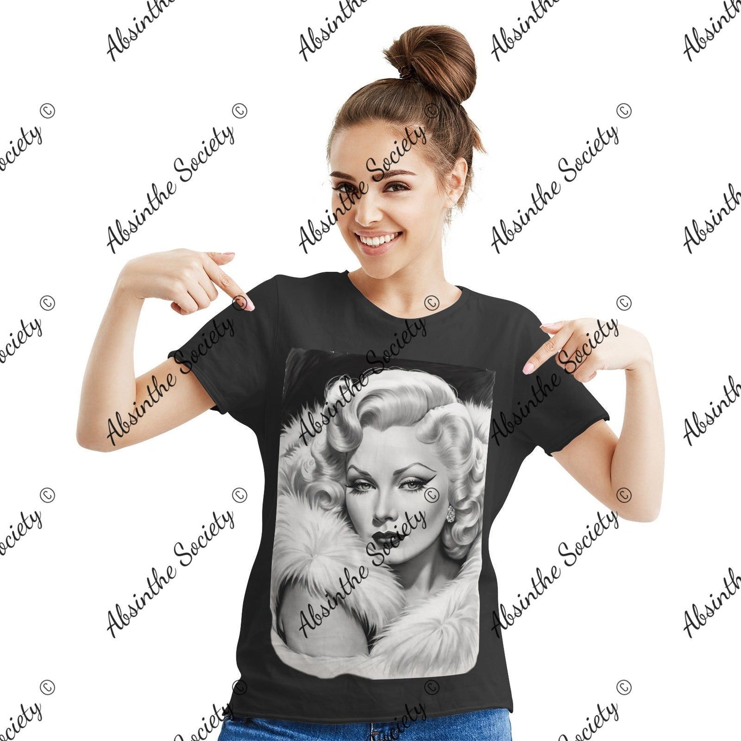Mae West Women's Cotton Short Sleeve T-shirt Black