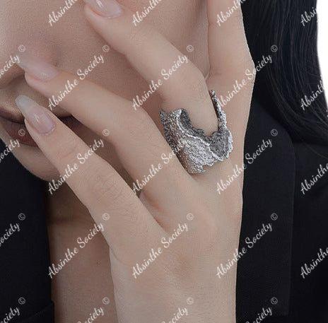 Two-Tone Silver Statement Ring | Adjustable