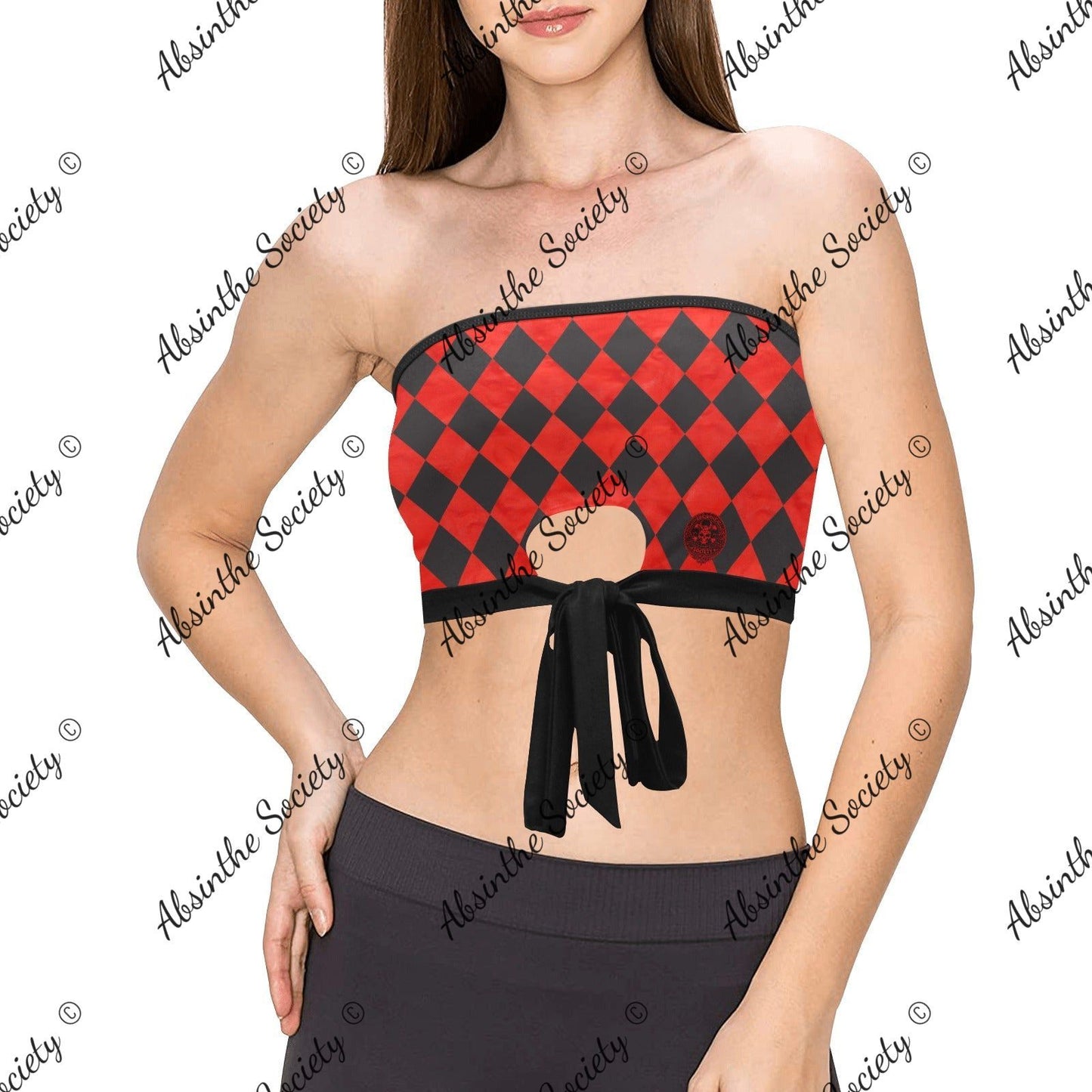 La Muerte | All-Over Print Tie Bandeau Top | Dark Chicana Gothic Streetwear