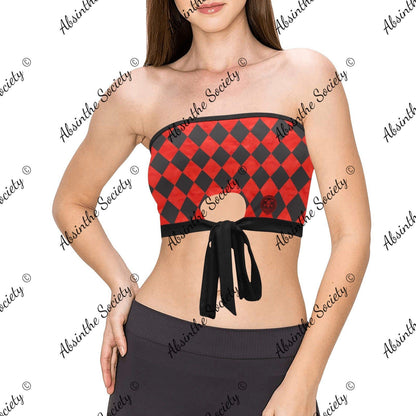 La Muerte | All-Over Print Tie Bandeau Top | Dark Chicana Gothic Streetwear