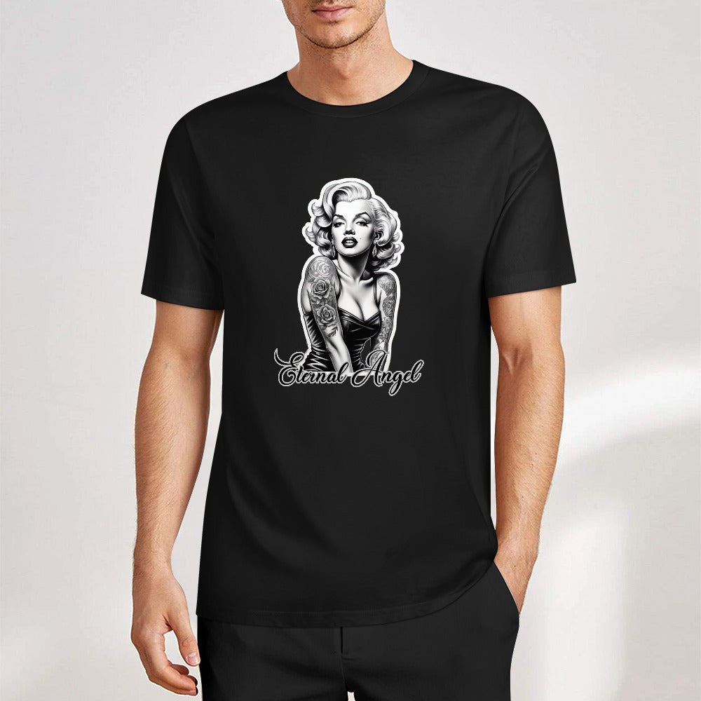Eternal Angel (black)- Marilyn Monroe- Pure Cotton T-shirt Front Print