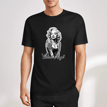 Eternal Angel (black)- Marilyn Monroe- Pure Cotton T-shirt Front Print