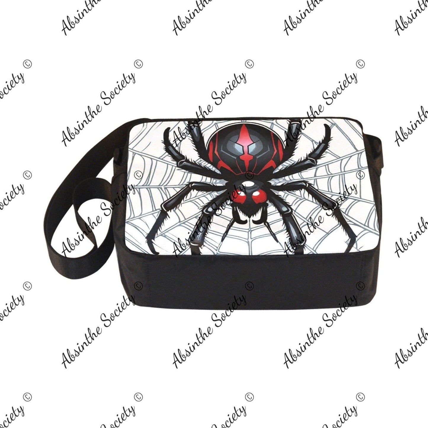 Widow Maker Cross-body Nylon Bag - Gothic Black Widow Spider