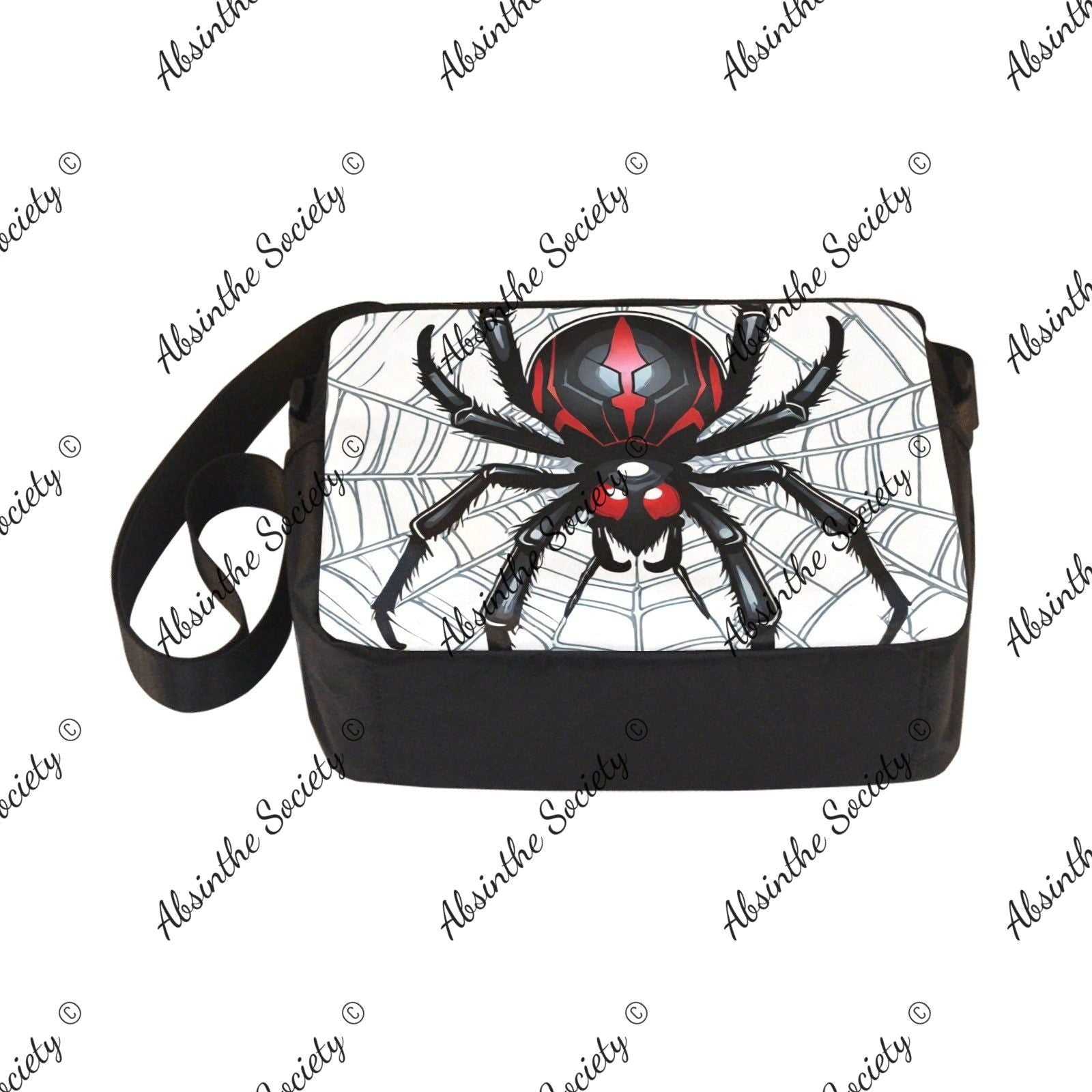 Widow Maker Cross-body Nylon Bag - Gothic Black Widow Spider