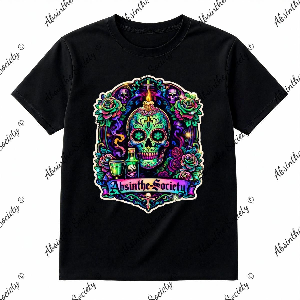 Absinthe Society Sugar Skull- T-Shirt Printed in USA