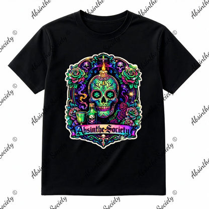 Absinthe Society Sugar Skull- T-Shirt Printed in USA