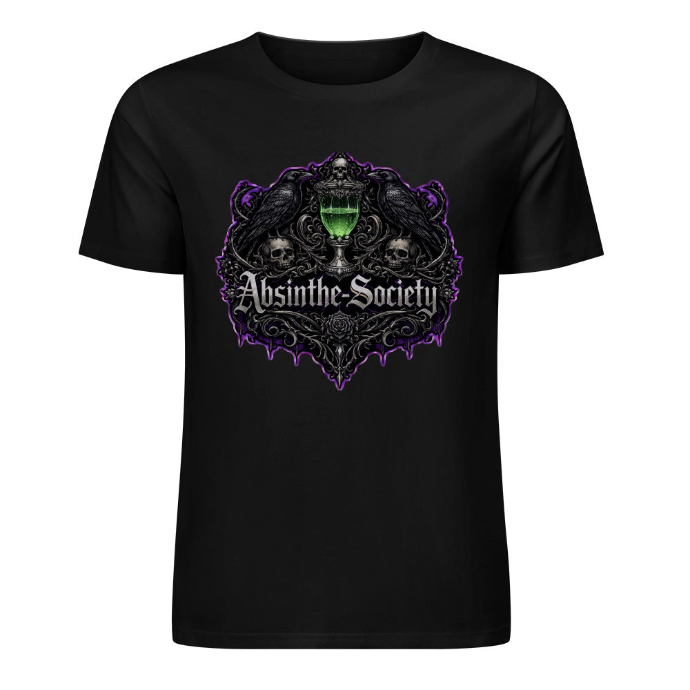 Nevermore (black) - Absinthe Society Premium Pure Cotton T-shirt Front Print Black