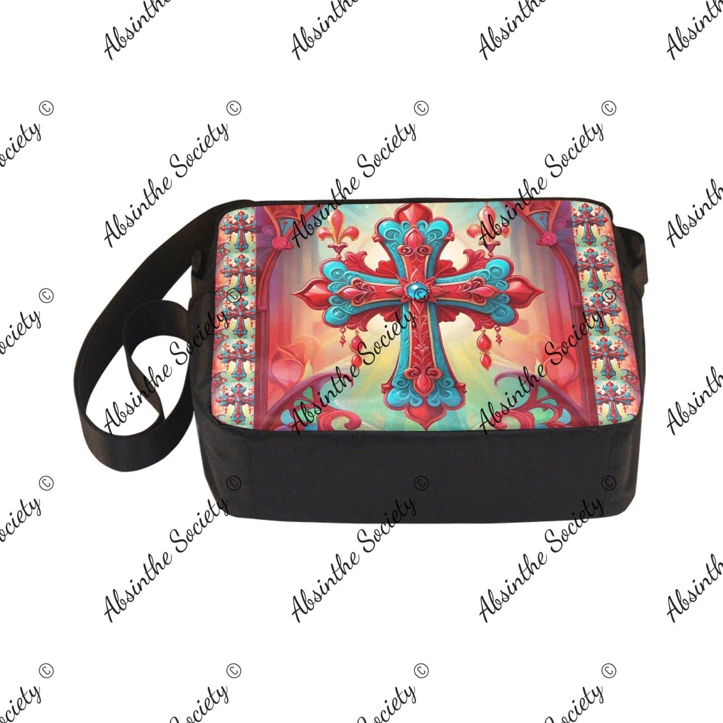 Religious Fervor Cross-body Nylon Bag - Gothic Sacred Iconography