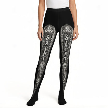 Saint & Sinner | Pantyhose | Dark Chicana Gothic Fashion White 9.1"×37.4" 23x95cm