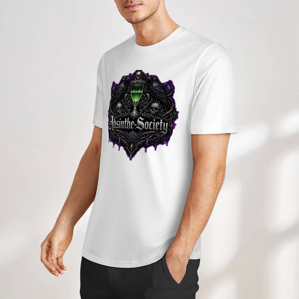 Nevermore (White) - Absinthe Society Premium Pure Cotton T-shirt Front Print