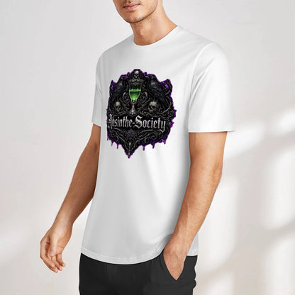 Nevermore (White) - Absinthe Society Premium Pure Cotton T-shirt Front Print