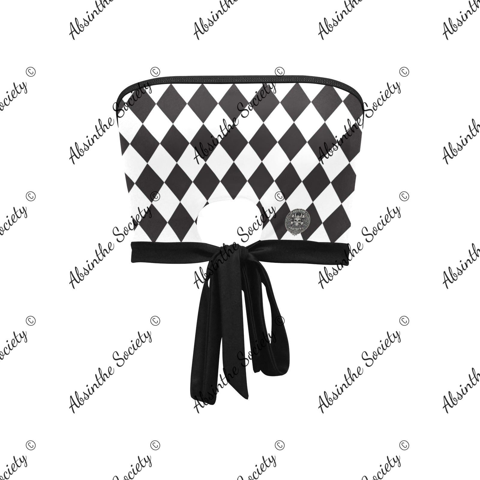 La Reina del Calle | All-Over Print Tie Bandeau Top | Dark Chicana Gothic Streetwear