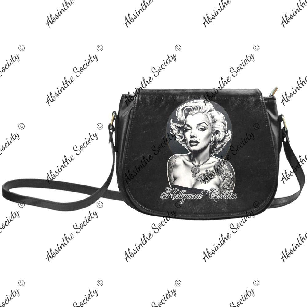 Hollywood Goddess Classic Saddle Bag - Vegan Leather Black ONE SIZE