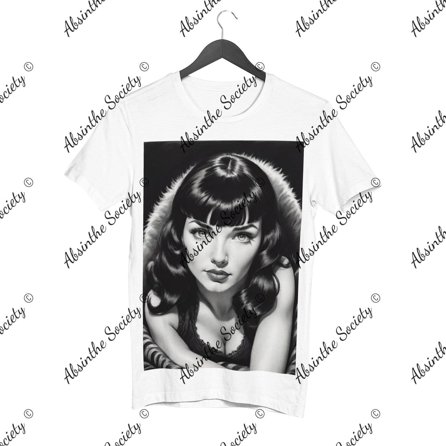 Bettie Page with Love Women's Cotton Short Sleeve T-shirt