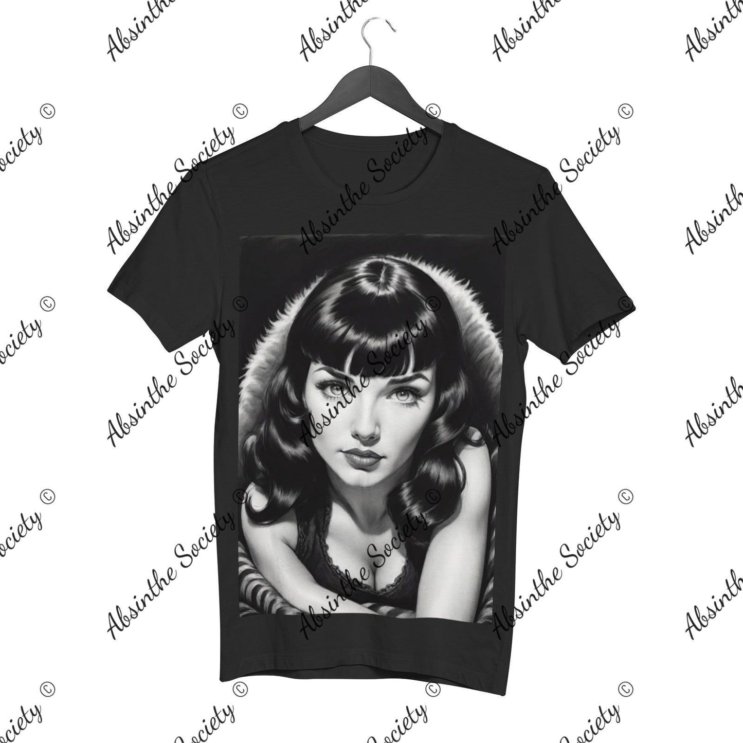 Bettie Page with Love Women's Cotton Short Sleeve T-shirt