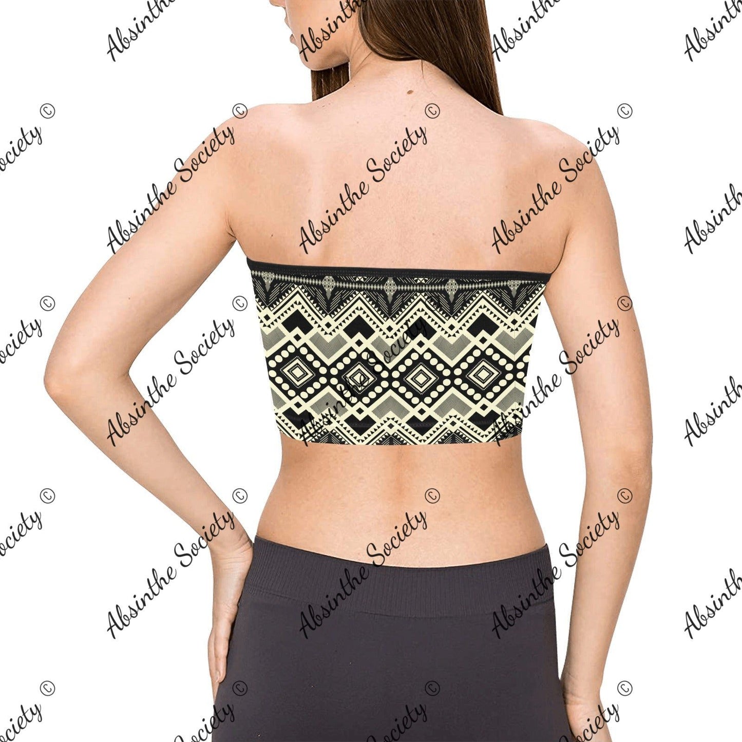 La Bruja | All-Over Print Tie Bandeau Top | Dark Chicana Gothic Streetwear