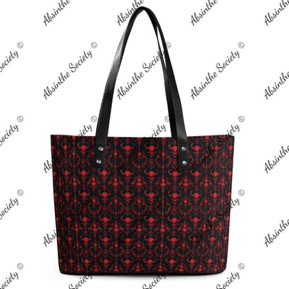 Dark Descent Leather Handbag - Gothic Luxury 38X29X14CM White