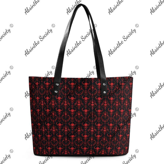Dark Descent Leather Handbag - Gothic Luxury 38X29X14CM White