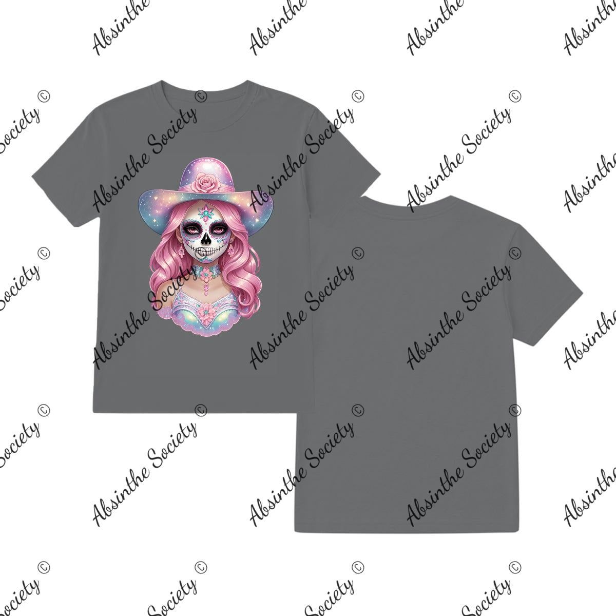 Pretty Pastel Catrina - T-Shirt Printed in USA Charcoal
