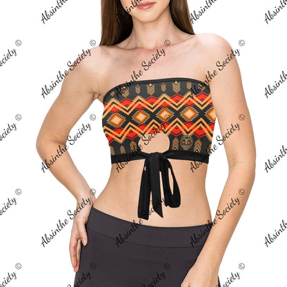La Sombra | All-Over Print Tie Bandeau Top | Dark Chicana Gothic Streetwear