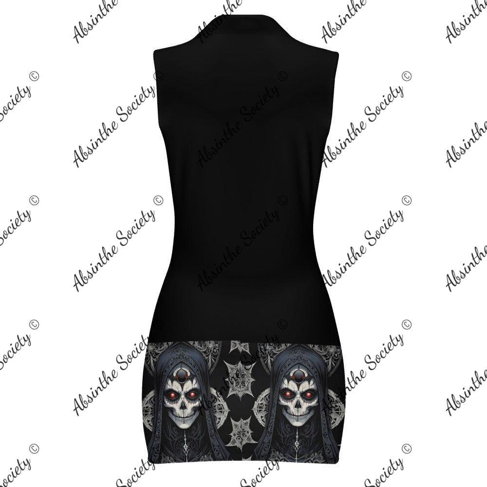 Deadly Aura - Sleeveless Polo Dress with Zipper