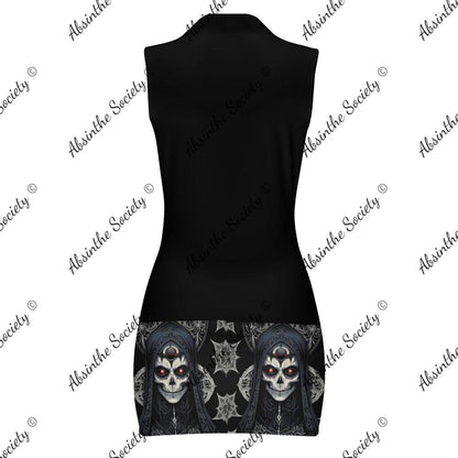 Deadly Aura - Sleeveless Polo Dress with Zipper