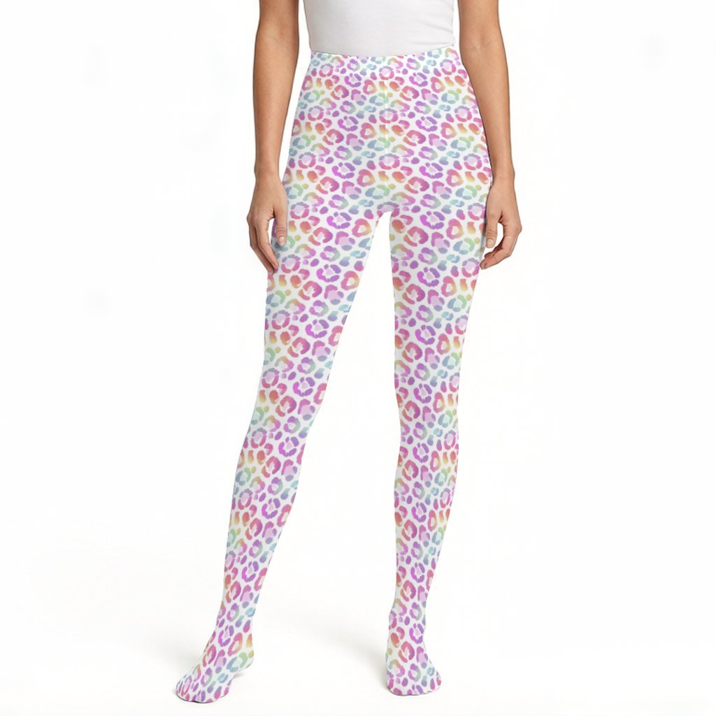 Pastel Leopard Pantyhose | Dark Chicana Gothic Fashion white 23x95cm