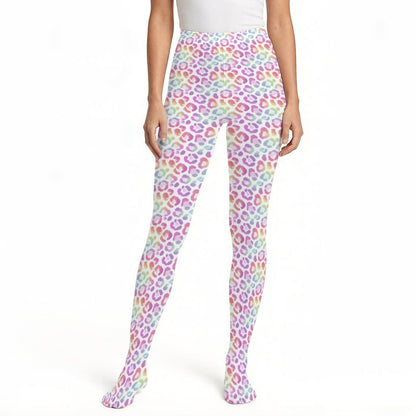 Pastel Leopard Pantyhose | Dark Chicana Gothic Fashion white 23x95cm