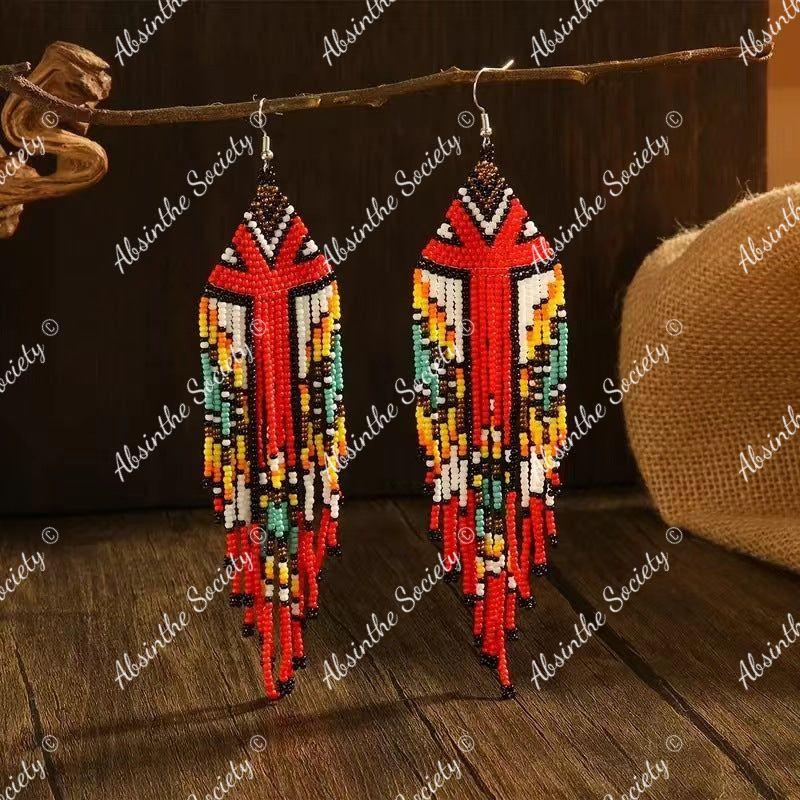 Chalchiuh | Hand-Woven Glass Bead Tassel Earrings