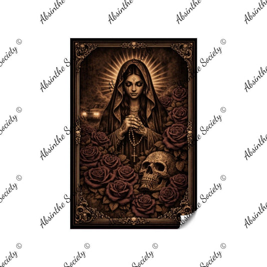 Ruega Por Nosotros | Dark Gothic Chicano Art Poster 001 White