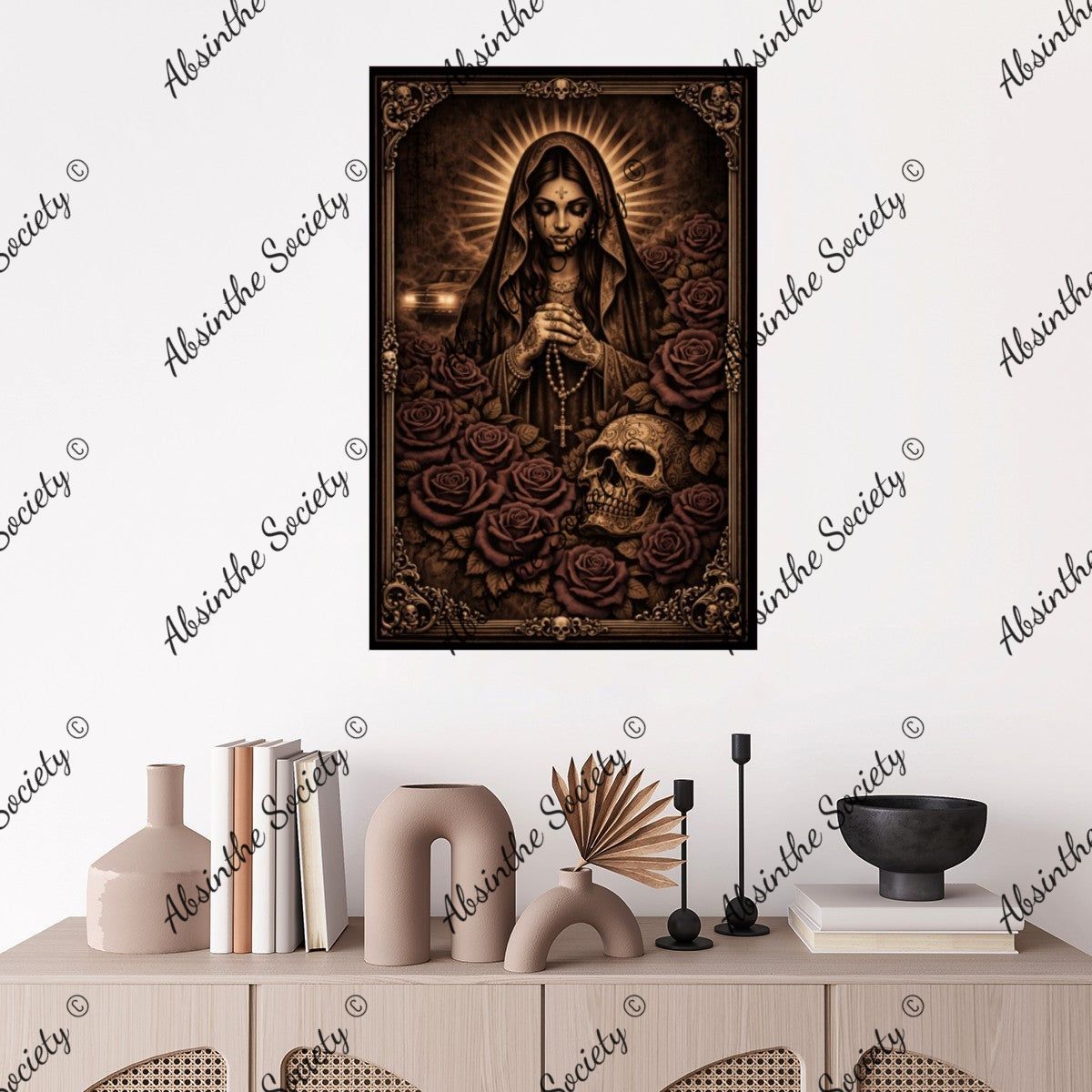 Ruega Por Nosotros | Dark Gothic Chicano Art Poster 001