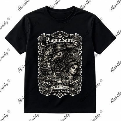 La Vida Toxica - Plague Saint Pareja- Grayscale T-Shirt Printed in USA