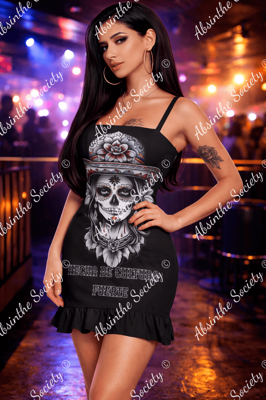 Cultura Fuerte Ruffle Hem Mini Dress